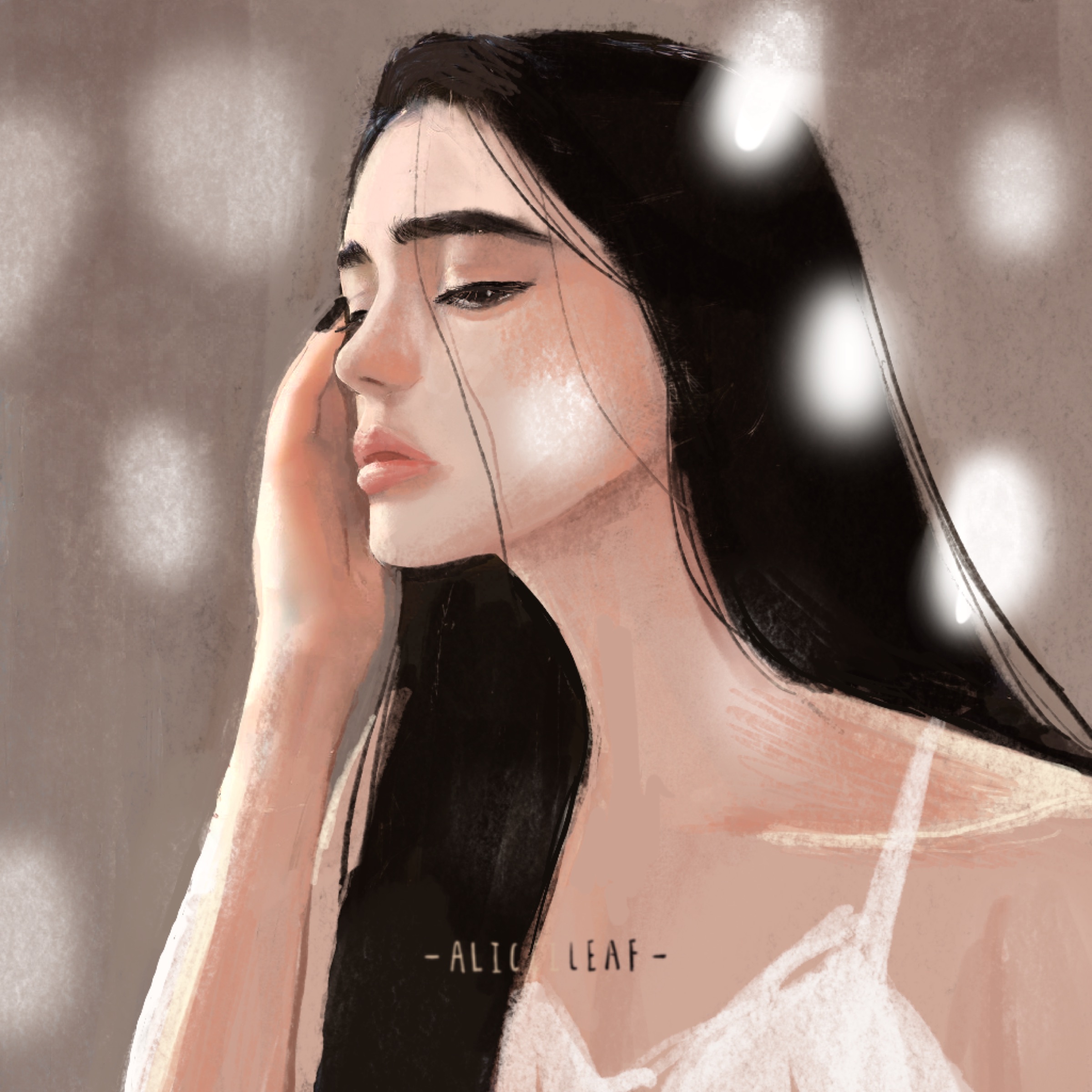 Alice I Leaf illustration of an emotional figure study